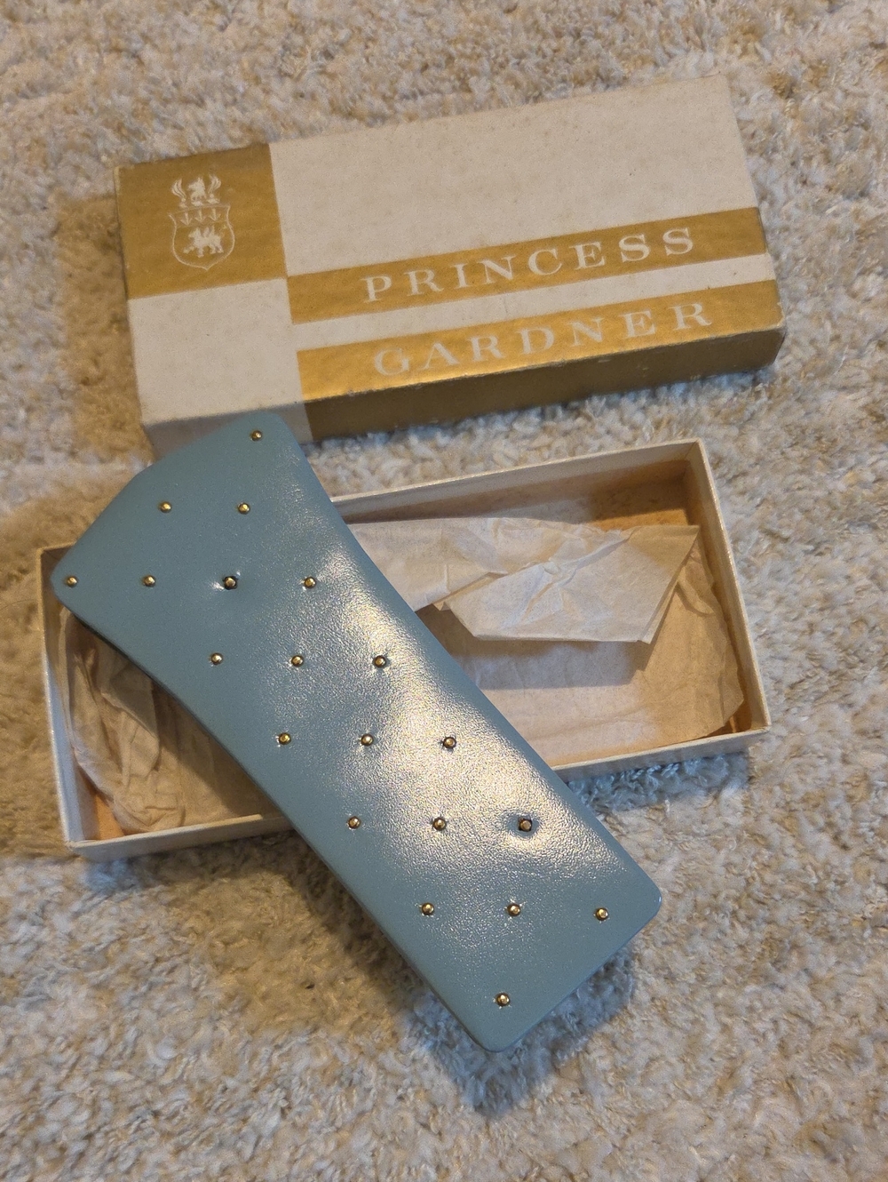 Princess Gardner Vintage Light Blue Studded Sunglasses Case